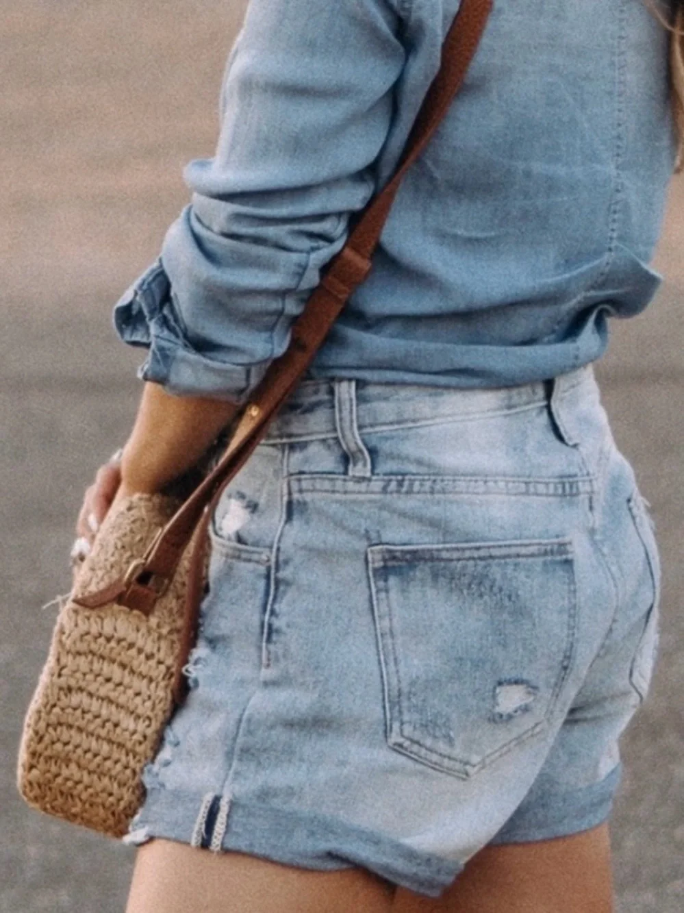 Blank Paige High Rise Boyfriend Denim Shorts Distressed Cuffed Size L